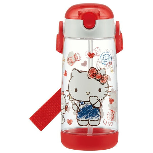 Skater - One-touch Straw Water Bottle Hello Kitty 480ml