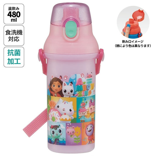 Skater - Antibacterial One-touch Water Bottle Gabby's Dollhouse 480ml