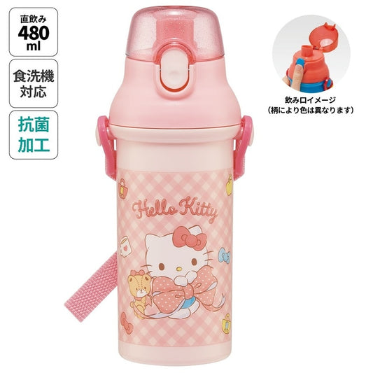 Skater - Antibacterial One-touch Water Bottle Hello Kitty 480ml