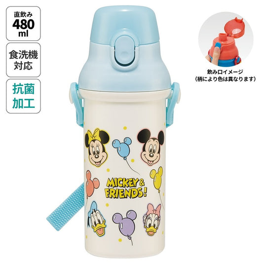 Skater - Antibacterial One-touch Water Bottle Mickey & Friends Balloon 480ml