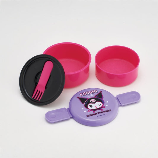 Skater - Round Bento Lunch Box 2 Tier with Mini Fork 500ml Kuromi