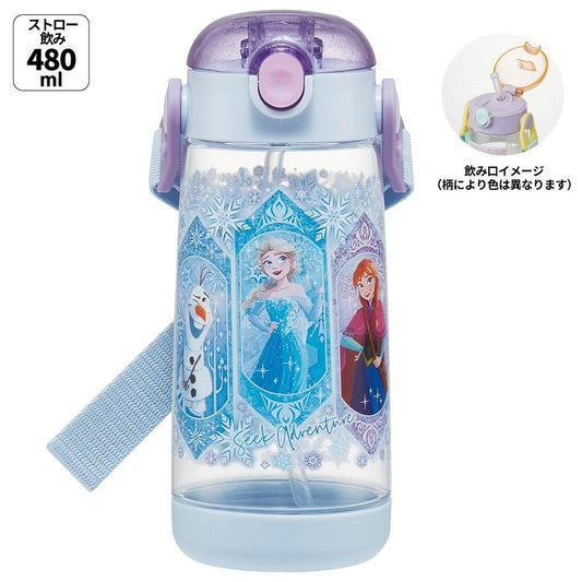 Skater - One-touch Straw Water Bottle Frozen 480ml