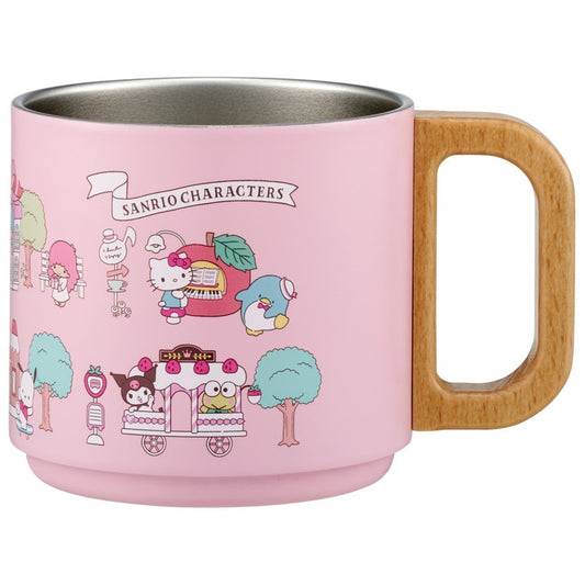 Skater - Stackable Stainless Steel Mug with Wooden Handle 350ml Hello Kitty Sario