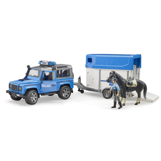 Bruder - Land Rover Defender Police Vehicle Horse Trailer BB 1:16 4Y+