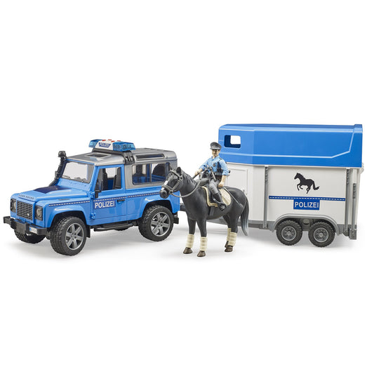 Bruder - Land Rover Defender Police Vehicle Horse Trailer BB 1:16 4Y+