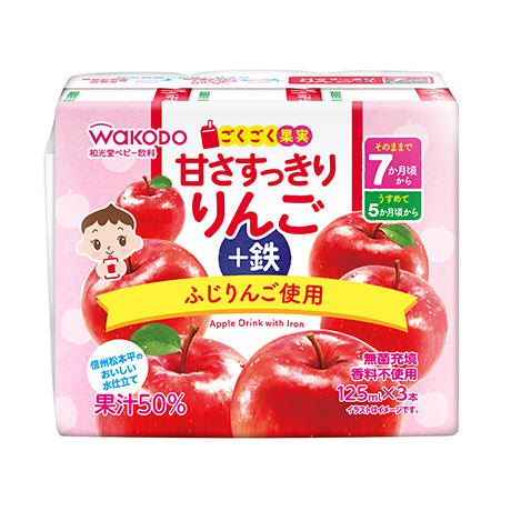 Wakodo - Baby Juice Apple Drink with Iron 125ml*3 Packs 7M+