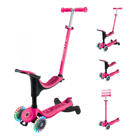 Globber - GO UP SPORTY Lights Scooter 360 - Fuchsia/ Dark Pink