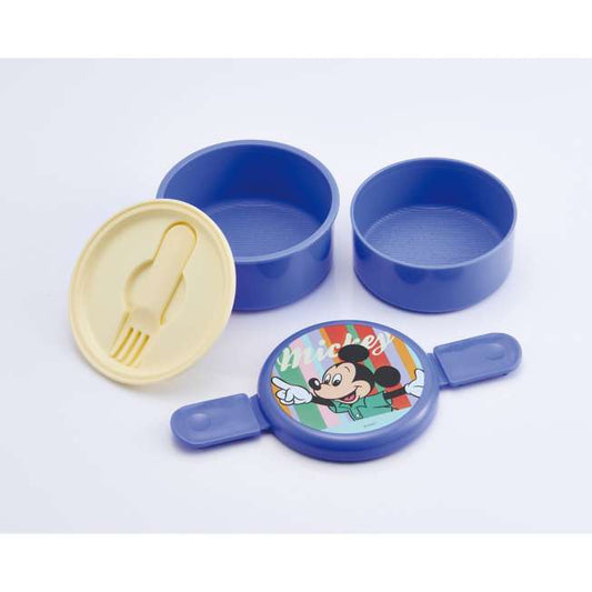 Skater - Round Bento Lunch Box 2 Tier with Mini Fork 500ml Mickey
