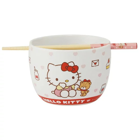 Skater - Ceramic Bowl and Bamboo Chopsticks Set Hello Kitty