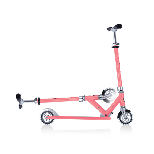 Globber - Flow Element Foldable Kids Scooter with Lights Coral Pink