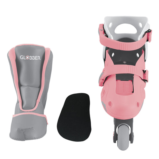 Globber Learning Inline Skates 2in1 for Kids: Size 26-29 - Pastel Pink