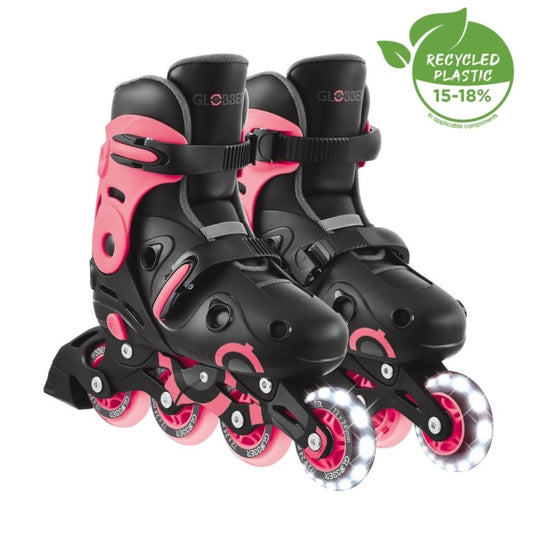 Globber - Go Skates Lights for Kids Size: 34-37 Coral Pink/Aqua