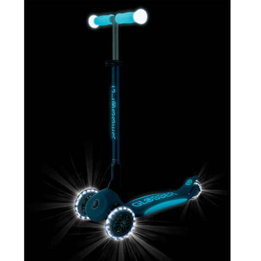 Globber - Elite Glow Lights Foldable Scooter Deep Blue
