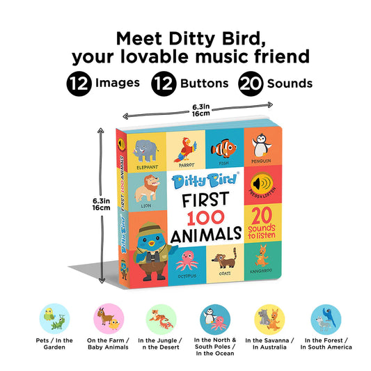 Ditty Bird - First 100 Animals - USB-C rechargeable