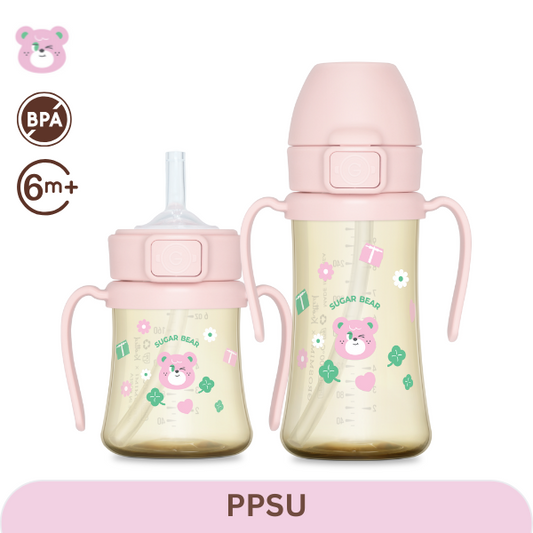 Grosmimi - Sugar Bear PPSU Straw Cup 200ml/300ml(Strawberry)