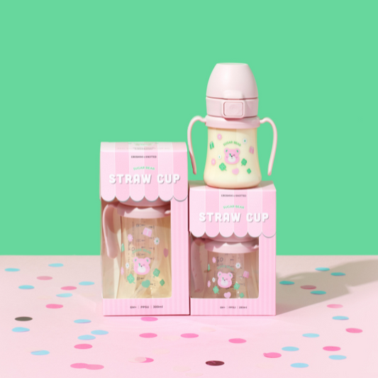 Grosmimi - Sugar Bear PPSU Straw Cup 200ml/300ml(Strawberry)