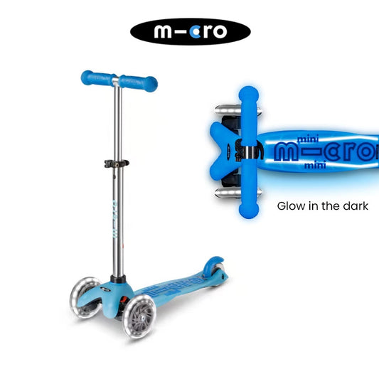 Micro Mini Deluxe Glow LED Plus 3 Wheel Scooter - Glacier Aqua
