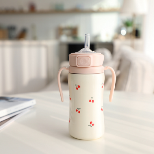 Grosmimi - Cherrish Stainless Straw Cup 300ml(Sweet Peach)