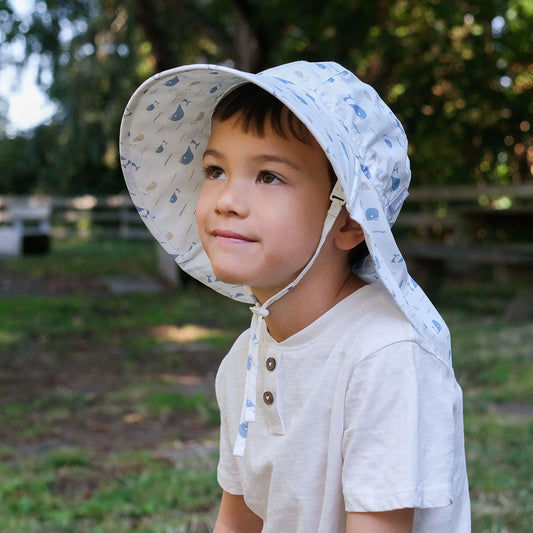 Jan & July - Kids Cotton Xplorer Hat - Whale Tales