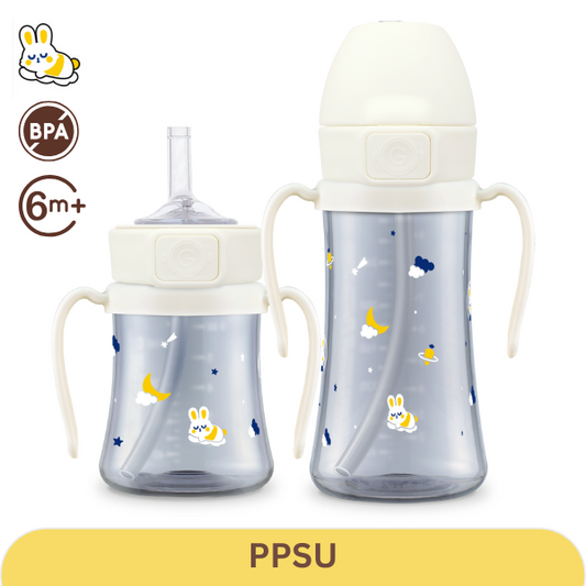 Grosmimi - Baby Bunnyverse Dark PPSU Straw Cup 200ml/300ml(White)