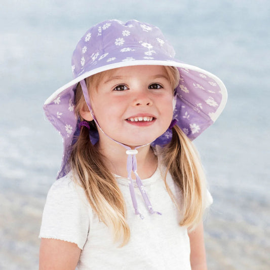 Jan & July - Kids Cotton Adventure Hat Purple Daisy
