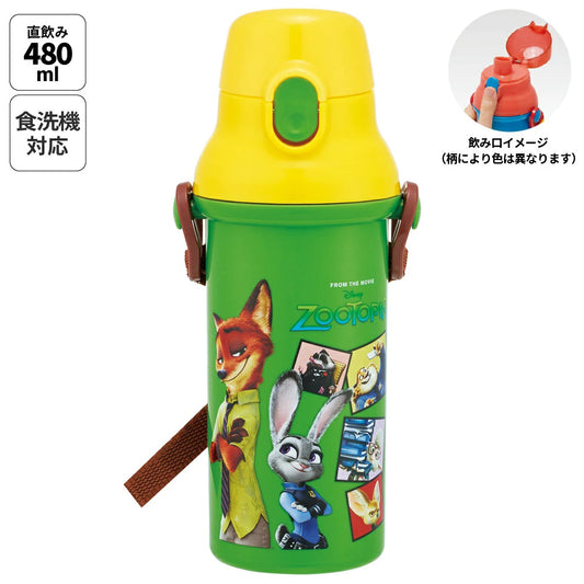 Skater - Antibacterial One-touch Water Bottle Zootopia 480ml