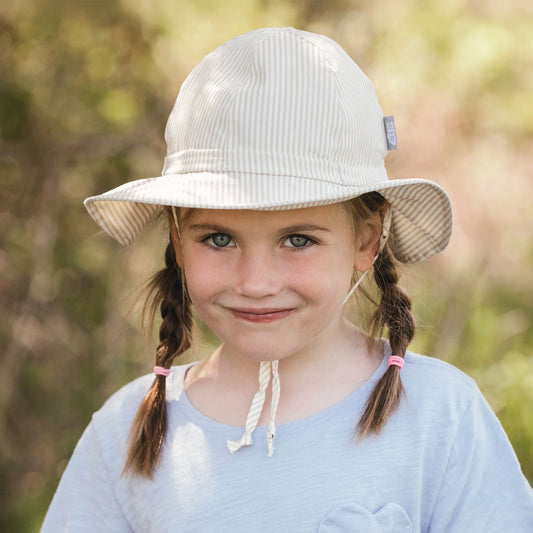 Jan & July - Kids Cotton Floppy Hat - Beige Stripes