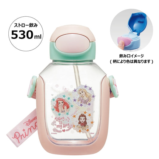 Skater - One-Touch Straw Water Bottle Princess 530ml