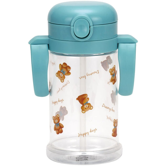 Skater - Straw Bottle with Shoulder Strap Blue Bear 370ml