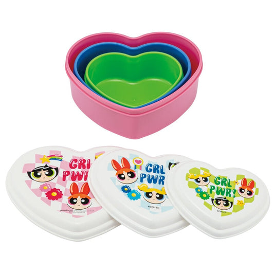 Skater - Food Container Set 3 pcs Heart-shaped Lunch Box Powerpuff Girls