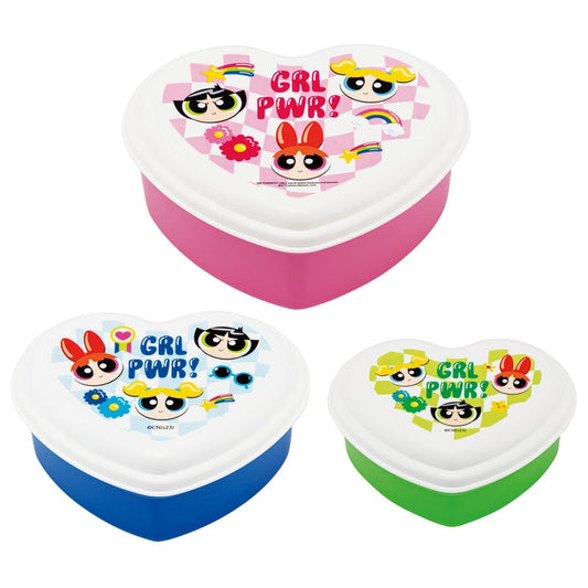 Skater - Food Container Set 3 pcs Heart-shaped Lunch Box Powerpuff Girls