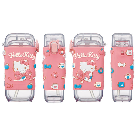 Skater - Square One-Push Straw Watter Bottle 450ml Hello Kitty
