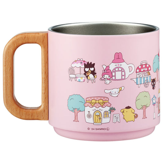 Skater - Stackable Stainless Steel Mug with Wooden Handle 350ml Hello Kitty Sario