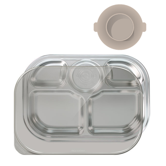 Grosmimi - Stainless Baby Food Tray(3/5 Compartments) with Silicone Suction Plate