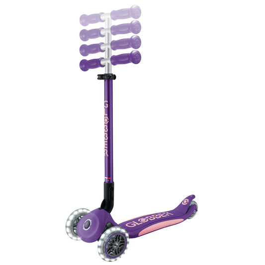 Globber - ELITE Primo Fold Plus Lights Scooter - Purple/ Pastel Pink