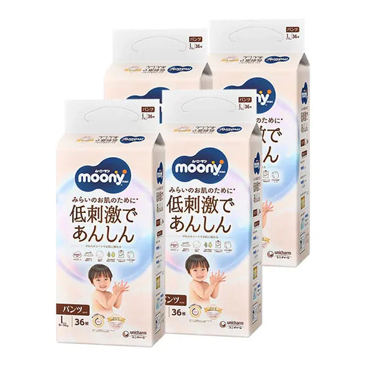 Moony - Pants Natural Moony L 9-14kg 4Packs 144pcs (L36*4)