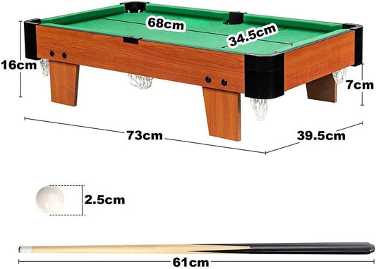 ABT - Table Top Billards 73cm Compact Size Green Felt Pool Set 3Y+