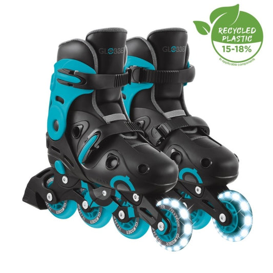 Globber - Go Skates Lights for Kids Size: 34-37 Coral Pink/Aqua