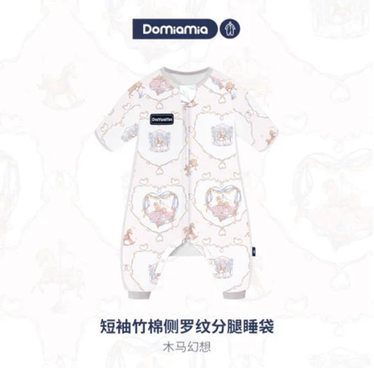 Domiamia- Bamboo Short Sleeve Summer Sleep Sack with Feet Double layer - Carousel Fantasy XL