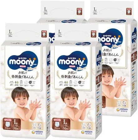 Moony - Pants Natural Moony L 9-14kg 4Packs 144pcs (L36*4)
