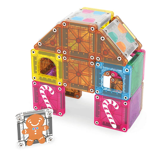 MAGNA-TILES - microMAGS - Gingerbread House Travel Set - 24 Piece Set