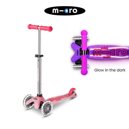 Micro Mini Deluxe Glow LED Plus 3 Wheel Scooter - Frosty Pink