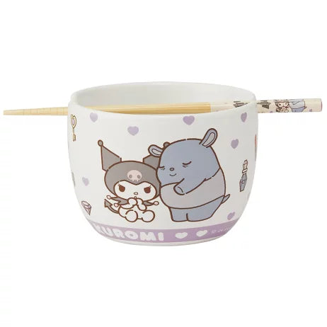 Skater - Ceramic Bowl and Bamboo Chopsticks Set Kuromi