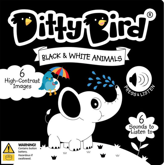 Ditty Bird - Black & White Animals Board Book - Baby Harbour