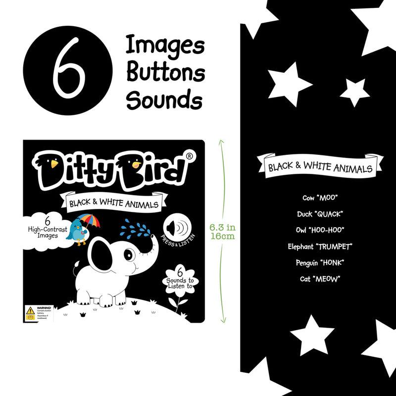 Ditty Bird - Black & White Animals Board Book - Baby Harbour