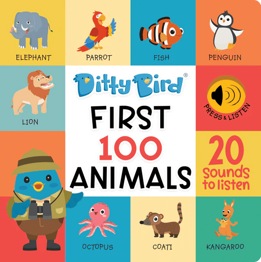 Ditty Bird - First 100 Animals Board Book - Baby Harbour