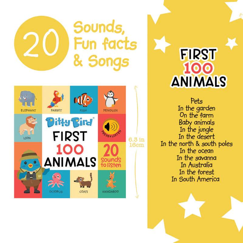 Ditty Bird - First 100 Animals Board Book - Baby Harbour