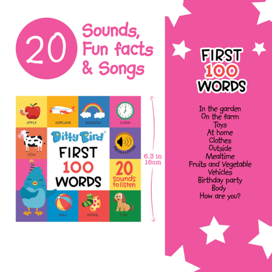 Ditty Bird - First 100 Words Board Book - Baby Harbour