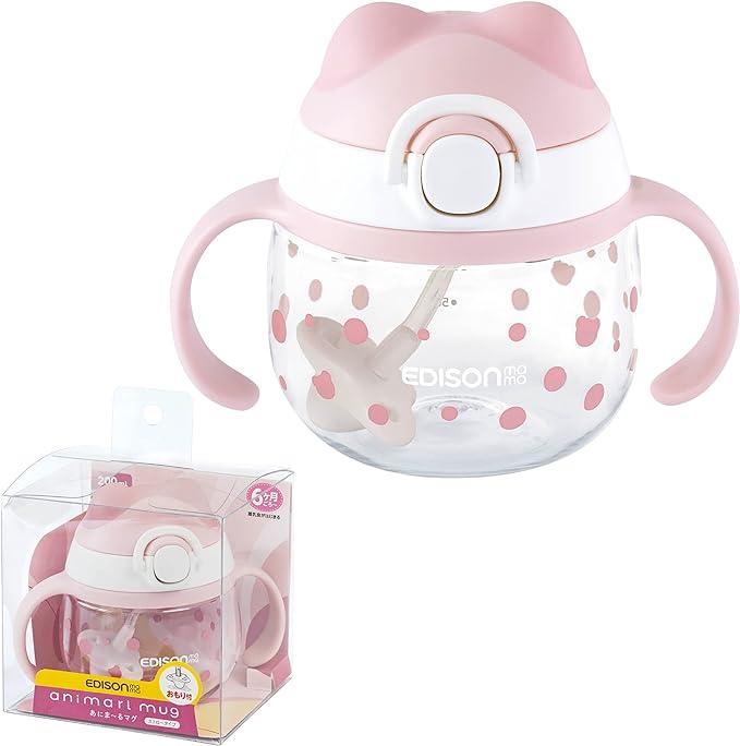 EDISONmama - Animarl Straw Mug 200ml Pink - Baby Harbour