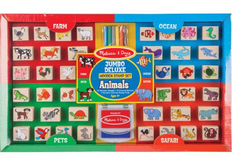 Melissa & Doug - Jumbo Deluxe Wooden Stamp Set Animals - Baby Harbour